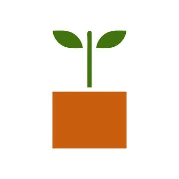 Plant icon solid brown green colour symbol illustration. Stockillustratie