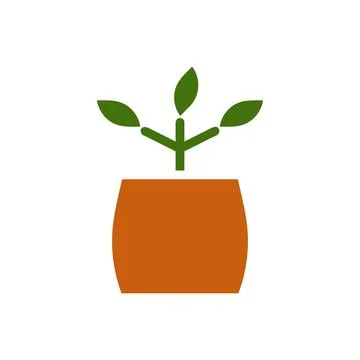 Plant icon solid brown green colour symbol illustration. Illustrazione stock