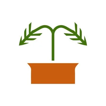 Plant icon solid brown green colour symbol illustration. 库存插图