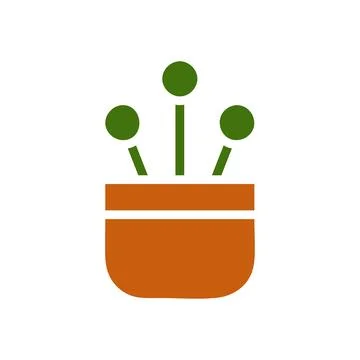 Plant icon solid brown green colour symbol illustration. Stock Illustration