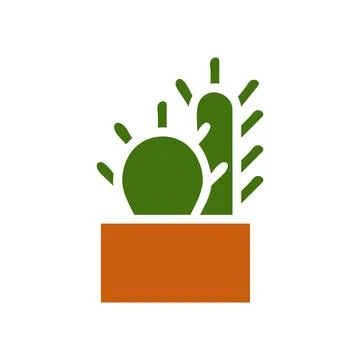 Plant icon solid brown green colour symbol illustration. 스톡 일러스트