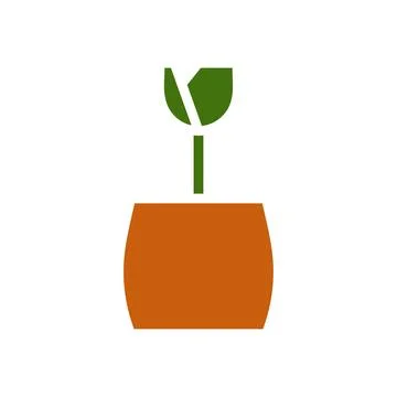Plant icon solid brown green colour symbol illustration. 스톡 일러스트