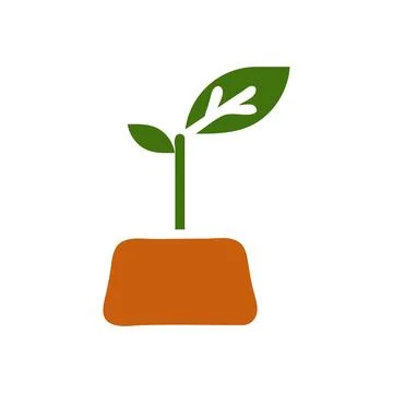 Plant icon solid brown green colour symbol illustration. 库存插图