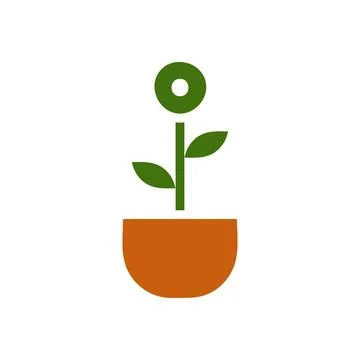 Plant icon solid brown green colour symbol illustration. 스톡 일러스트