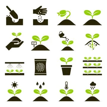 Plant icons. Vector Illustrations. Stock Illustration
