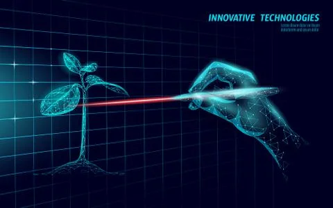 Plant laser analysis modern technology. Natural science research drugs nutrition Stock Illustration