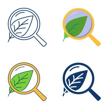Plant leaf examining icon set Иллюстрация