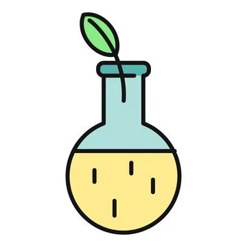 Plant leaf growing in laboratory flask icon Stock Illustration