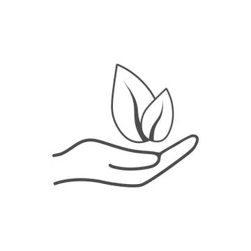 Plant leaf in hand icon. Vector illustration, flat design. イラスト素材
