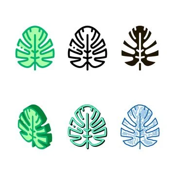 Plant leaf icon mix vector outline symbol Illustrazione stock