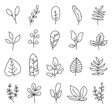 Plant leaf inspired shape set Stock-Illustration