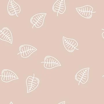 Plant leaf line seamless pattern Stock Illustration