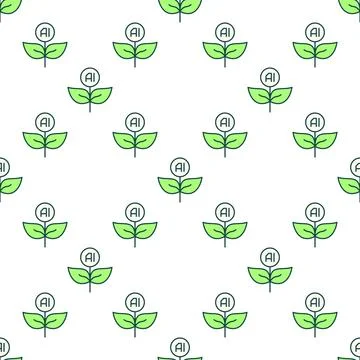 Plant with Leaves vector Artificial Intelligence Technology colored seamles.. イラスト素材