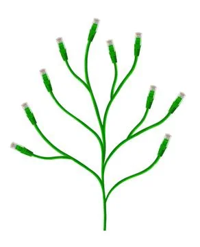 Plant made of computer cable Plant made of computer cable isolated on whit... Stock Photos