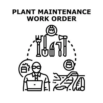 Plant maintenance work order management planning Stock Illustration