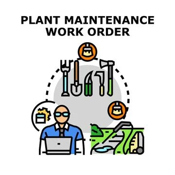 Plant maintenance work order management planning Stock Illustration