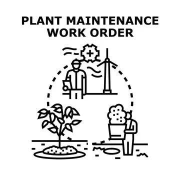 Plant maintenance work order managing industrial and agricultural processes Stock Illustration