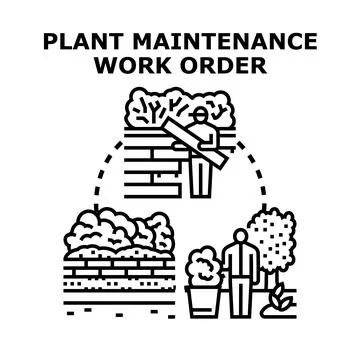 Plant maintenance work order workflow concept icon Stock Illustration