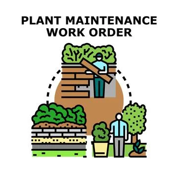 Plant maintenance work order workflow concept icon Stock Illustration