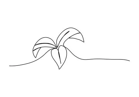 Plant one line drawing. Vector illustration. Illustrazione stock