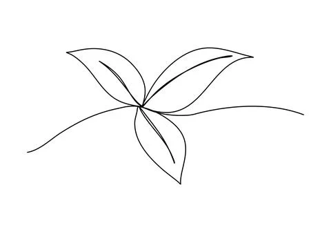 Plant one line drawing. Vector illustration. Stock Illustration