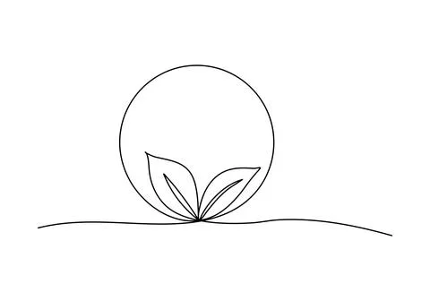 Plant one line drawing. Vector illustration. Illustrazione stock