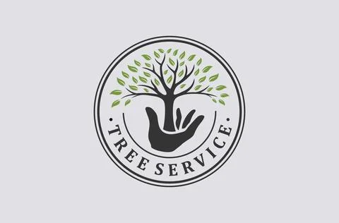 Plant or tree services logo mark premium vector Stock Illustration