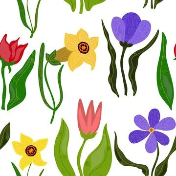 Plant organic pattern. Flat style. Hand drawn elements. Vector seamless overl 스톡 일러스트