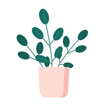 Plant Pot Flat Vector Illustration Stock Illustration