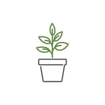 Plant pot linear icon vector Stock Illustration