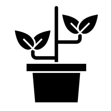 Plant in pot solid icon. Sprout vector illustration isolated on white. Gardening Stock Illustration