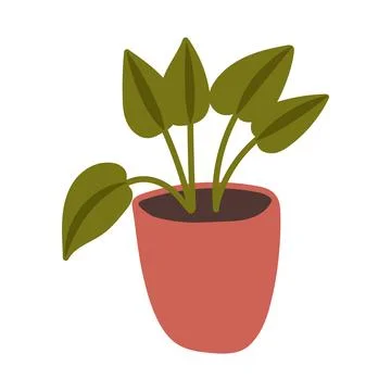 Plant in pot vector illustration. Flat indoor decorative plants in pots Stock Illustration