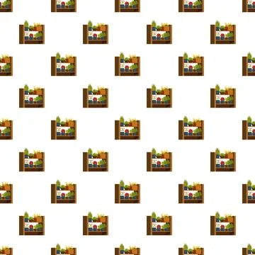 Plant pots on shelf repeating seamless pattern background Stock Illustration