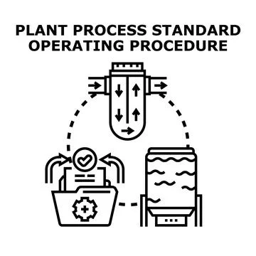 Plant process standard operating procedure blueprint Stock Illustration