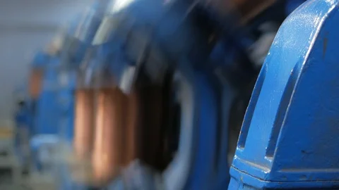 Plant for the production of the cable. Close-up of copper cable twisting. Stock Footage 124866993
