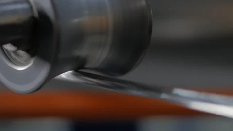 Plant for the production of the cable. Covering the copper cable with a sheath. Stock Footage 125639351