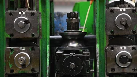 Plant for the production of metal pipes. Stack of steel pipes Stock Footage 152077047