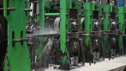 Plant for the production of metal pipes. Stack of steel pipes Vídeos de archivo 152077337