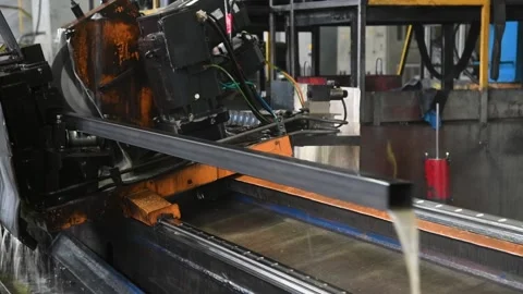 Plant for the production of metal pipes. Stack of steel pipes Vídeos de archivo 152078431