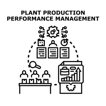 Plant production performance management process icon concept Stock Illustration