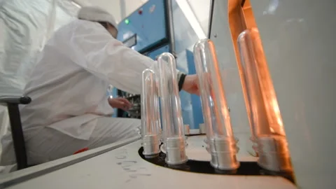 Plant for the production of plastic bottles Stock Footage 99966969