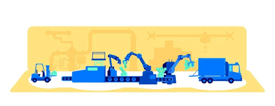 Plant production process flat concept vector illustration Illustrazione stock