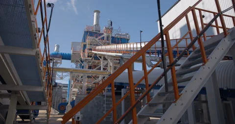 A plant with production workshops, technological lines, pipelines, valves, tanks Stock Footage 161966157