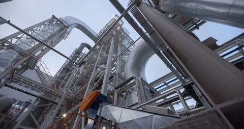 A plant with production workshops, technological lines, pipelines, valves, tanks Stock Footage 161970703