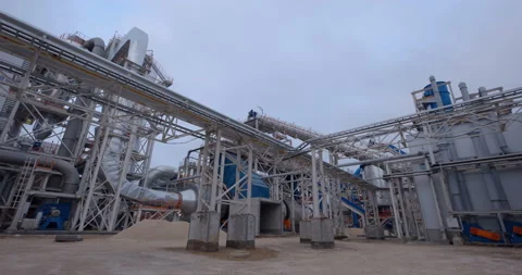 A plant with production workshops, technological lines, pipelines, valves, tanks Stock Footage 161970894