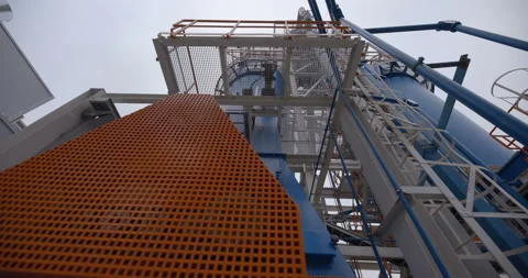 A plant with production workshops, technological lines, pipelines, valves, tanks Stock Footage 161971522