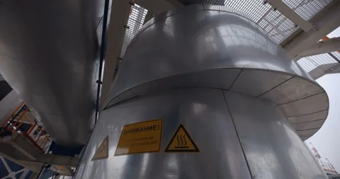 A plant with production workshops, technological lines, pipelines, valves, tanks Stock Footage 161971567