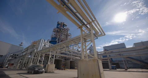 A plant with production workshops, technological lines, pipelines, valves, tanks Stock Footage 161971942