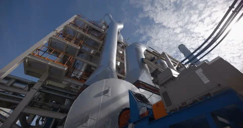A plant with production workshops, technological lines, pipelines, valves, tanks Stock Footage 161972148