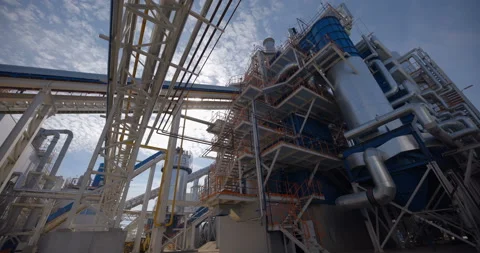 A plant with production workshops, technological lines, pipelines, valves, tanks Stock Footage 161972501